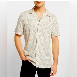 Express Circle Print Rayon Revere Short Sleeve Shirt